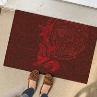Hawaiian Monk Seal and Whale Rubber Doormat Kakau Tribal Pattern Red Color LT03 - Polynesian Pride