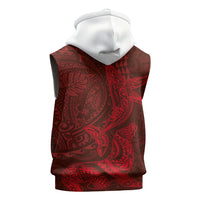 Hawaiian Monk Seal and Whale Sleeveless Zip Hoodie Kakau Tribal Pattern Red Color LT03 - Polynesian Pride