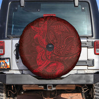 Hawaiian Monk Seal and Whale Spare Tire Cover Kakau Tribal Pattern Red Color LT03 Red - Polynesian Pride