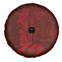 Hawaiian Monk Seal and Whale Spare Tire Cover Kakau Tribal Pattern Red Color LT03 - Polynesian Pride