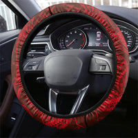 Hawaiian Monk Seal and Whale Steering Wheel Cover Kakau Tribal Pattern Red Color LT03 - Polynesian Pride