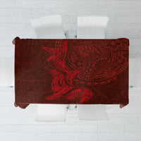 Hawaiian Monk Seal and Whale Tablecloth Kakau Tribal Pattern Red Color LT03 Red - Polynesian Pride