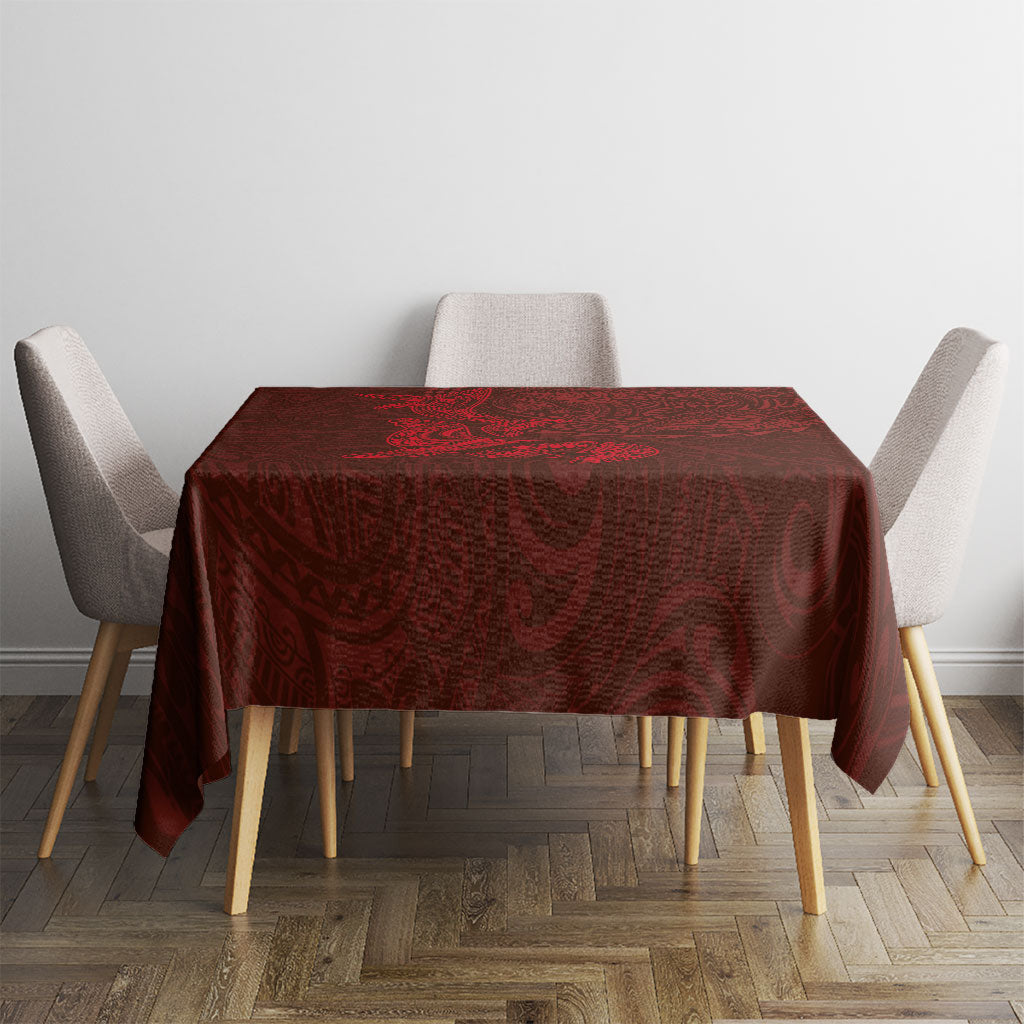Hawaiian Monk Seal and Whale Tablecloth Kakau Tribal Pattern Red Color LT03 - Polynesian Pride