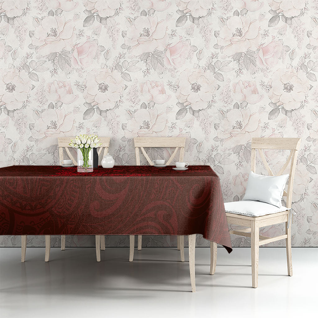 Hawaiian Monk Seal and Whale Tablecloth Kakau Tribal Pattern Red Color LT03 - Polynesian Pride
