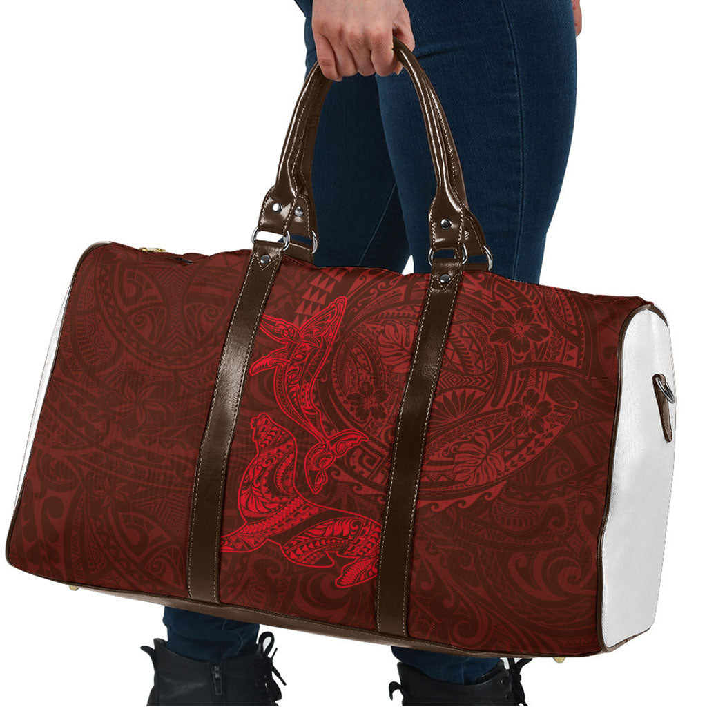 Hawaiian Monk Seal and Whale Travel Bag Kakau Tribal Pattern Red Color LT03 - Polynesian Pride