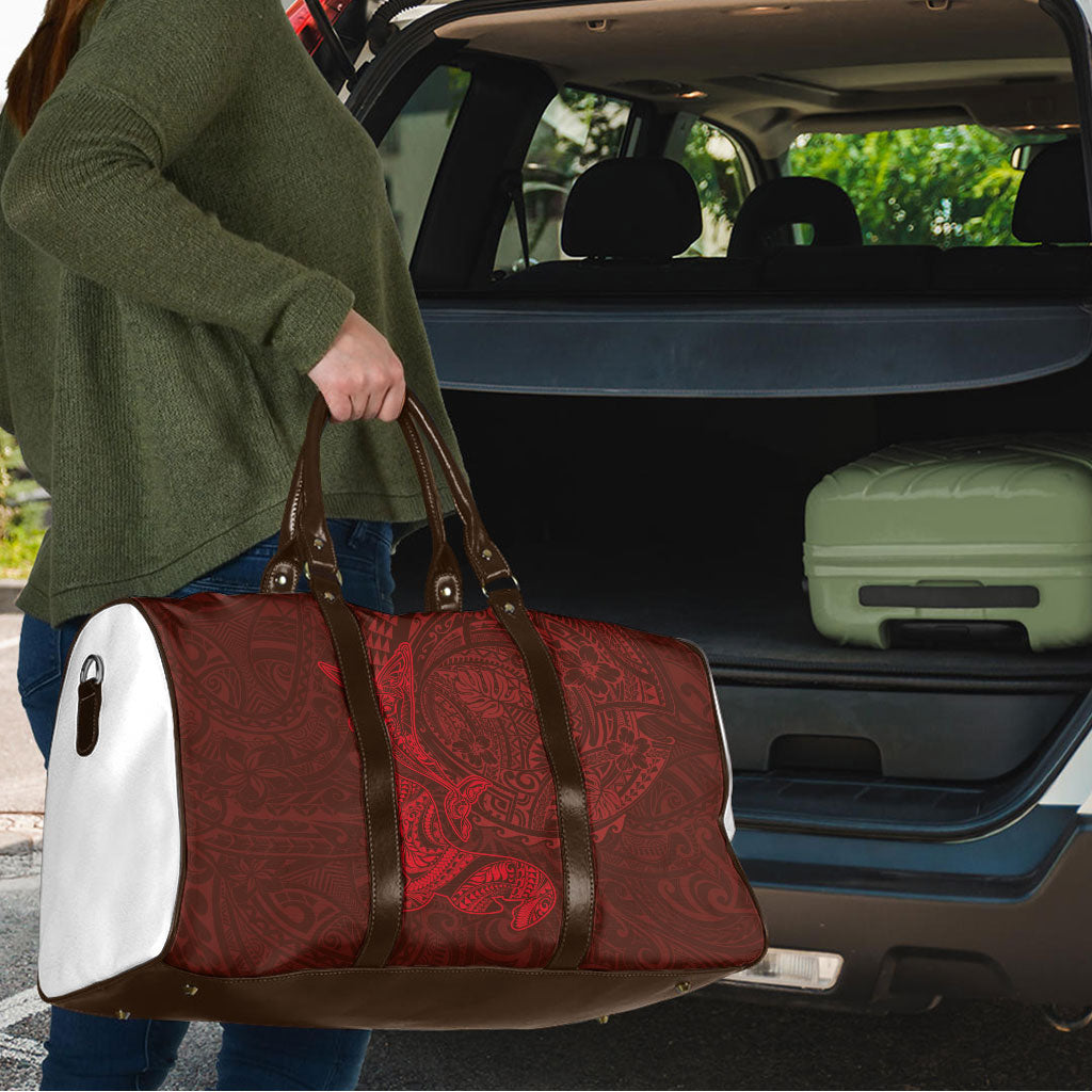 Hawaiian Monk Seal and Whale Travel Bag Kakau Tribal Pattern Red Color LT03 - Polynesian Pride
