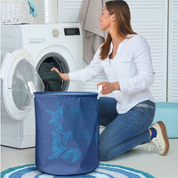 Hawaiian Monk Seal and Whale Laundry Basket Kakau Tribal Pattern Blue Color LT03 - Polynesian Pride
