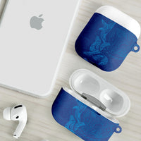 Hawaiian Monk Seal and Whale AirPods Case Kakau Tribal Pattern Blue Color LT03 - Polynesian Pride