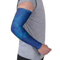 Hawaiian Monk Seal and Whale Arm Sleeves Kakau Tribal Pattern Blue Color