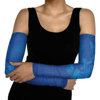 Hawaiian Monk Seal and Whale Arm Sleeves Kakau Tribal Pattern Blue Color