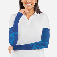 Hawaiian Monk Seal and Whale Arm Sleeves Kakau Tribal Pattern Blue Color