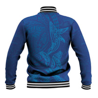 Hawaiian Monk Seal and Whale Baseball Jacket Kakau Tribal Pattern Blue Color LT03 - Polynesian Pride
