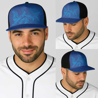 Hawaiian Monk Seal and Whale Baseball Net Cap Kakau Tribal Pattern Blue Color LT03 - Polynesian Pride