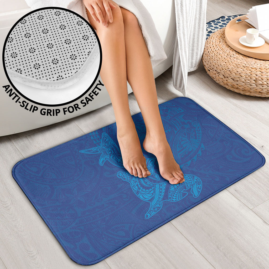 Hawaiian Monk Seal and Whale Bathroom Set Kakau Tribal Pattern Blue Color LT03 - Polynesian Pride