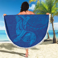 Hawaiian Monk Seal and Whale Beach Blanket Kakau Tribal Pattern Blue Color LT03 - Polynesian Pride