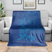 Hawaiian Monk Seal and Whale Blanket Kakau Tribal Pattern Blue Color LT03 - Polynesian Pride