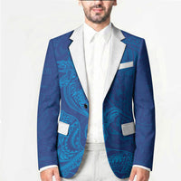 Hawaiian Monk Seal and Whale Blazer Kakau Tribal Pattern Blue Color LT03 - Polynesian Pride