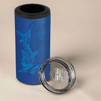 Hawaiian Monk Seal and Whale 4 in 1 Can Cooler Tumbler Kakau Tribal Pattern Blue Color LT03 - Polynesian Pride