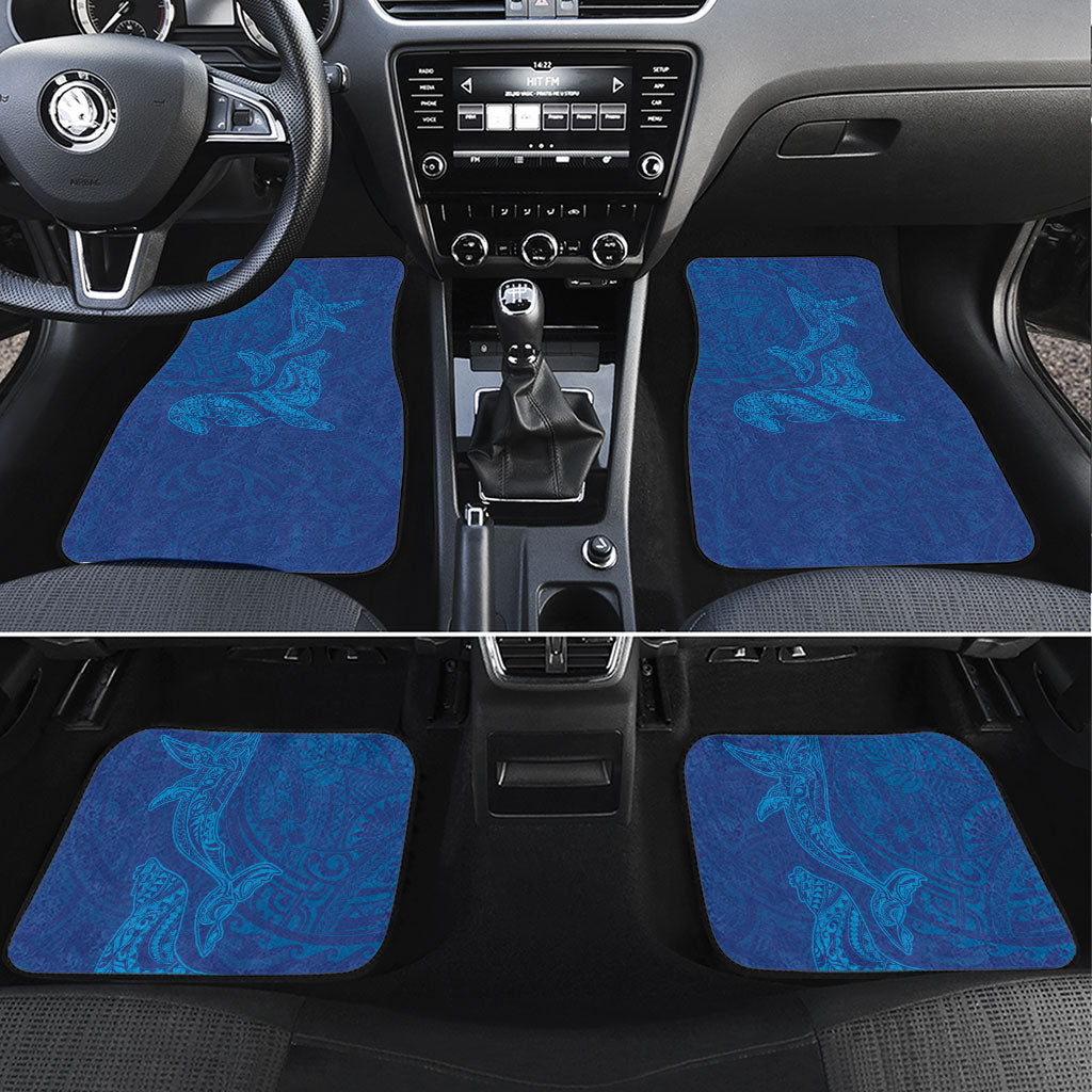 Hawaiian Monk Seal and Whale Car Mats Kakau Tribal Pattern Blue Color LT03 Set 4pcs Blue - Polynesian Pride