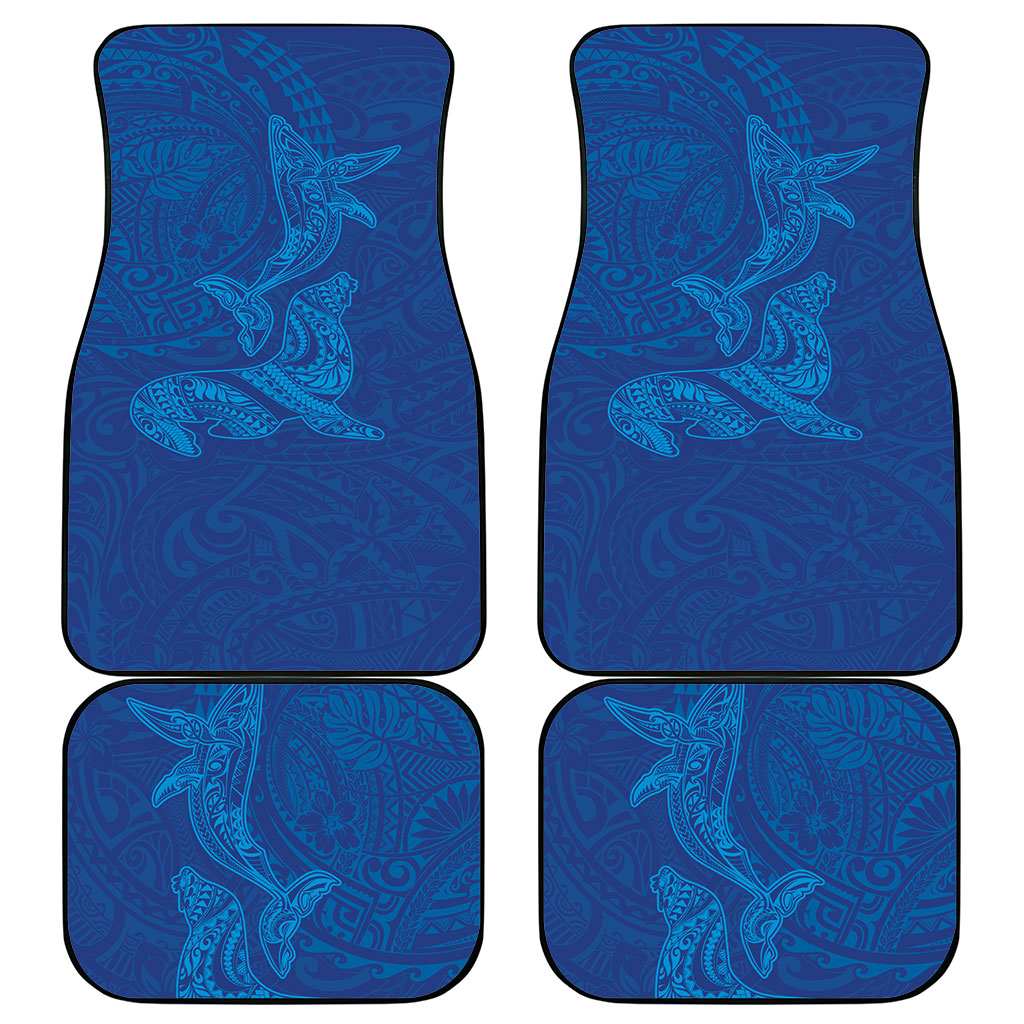 Hawaiian Monk Seal and Whale Car Mats Kakau Tribal Pattern Blue Color LT03 - Polynesian Pride