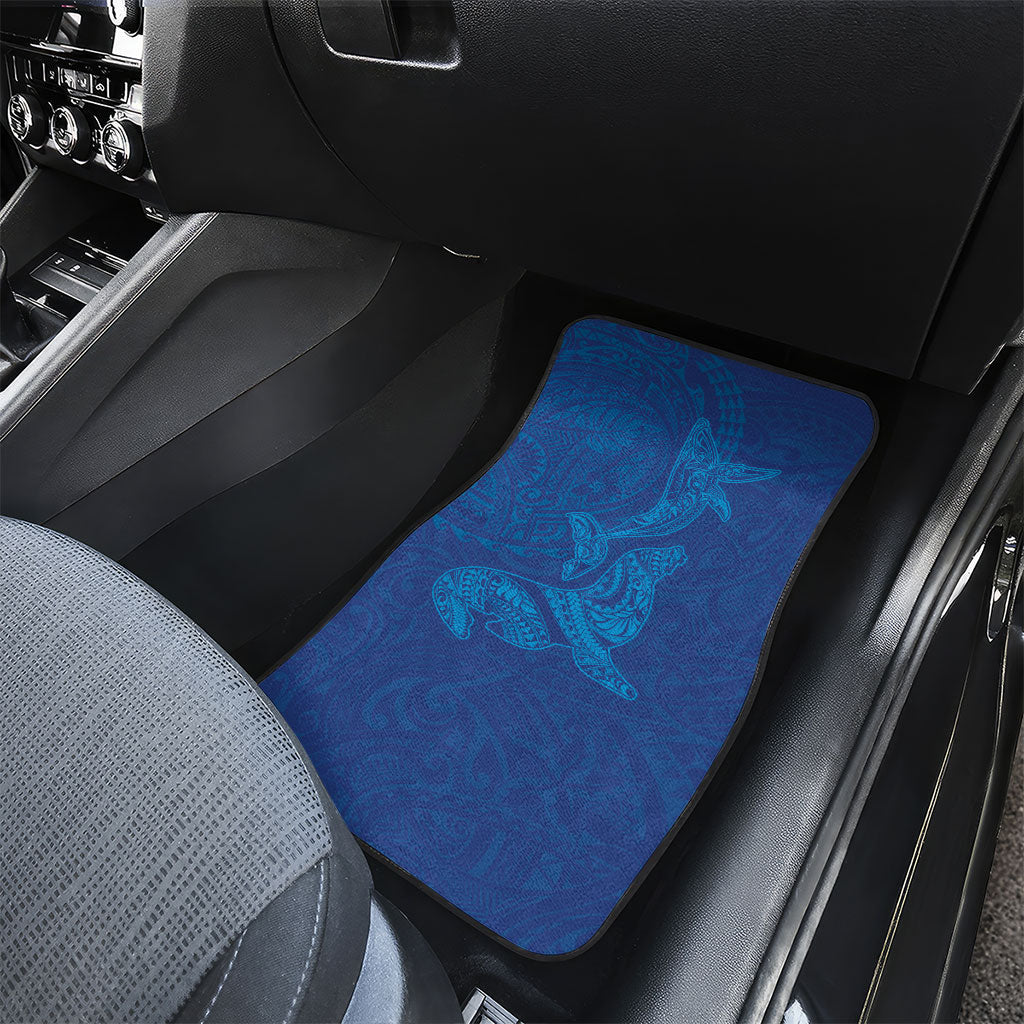 Hawaiian Monk Seal and Whale Car Mats Kakau Tribal Pattern Blue Color LT03 - Polynesian Pride