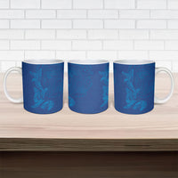 Hawaiian Monk Seal and Whale Ceramic Mug Kakau Tribal Pattern Blue Color LT03 - Polynesian Pride