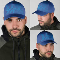 Hawaiian Monk Seal and Whale Classic Cap Kakau Tribal Pattern Blue Color LT03 - Polynesian Pride