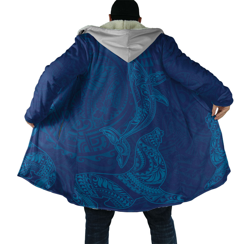 Hawaiian Monk Seal and Whale Cloak Kakau Tribal Pattern Blue Color LT03 - Polynesian Pride