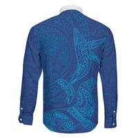 Hawaiian Monk Seal and Whale Family Matching Puletasi and Hawaiian Shirt Kakau Tribal Pattern Blue Color
