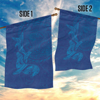 Hawaiian Monk Seal and Whale Garden Flag Kakau Tribal Pattern Blue Color LT03 - Polynesian Pride