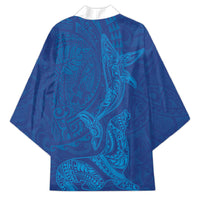 Hawaiian Monk Seal and Whale Kimono Kakau Tribal Pattern Blue Color LT03 - Polynesian Pride