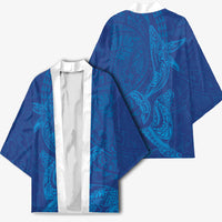 Hawaiian Monk Seal and Whale Kimono Kakau Tribal Pattern Blue Color LT03 - Polynesian Pride