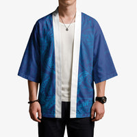 Hawaiian Monk Seal and Whale Kimono Kakau Tribal Pattern Blue Color LT03 - Polynesian Pride
