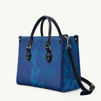 Hawaiian Monk Seal and Whale Leather Bag Kakau Tribal Pattern Blue Color LT03 Blue - Polynesian Pride
