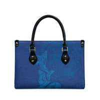 Hawaiian Monk Seal and Whale Leather Bag Kakau Tribal Pattern Blue Color LT03 - Polynesian Pride