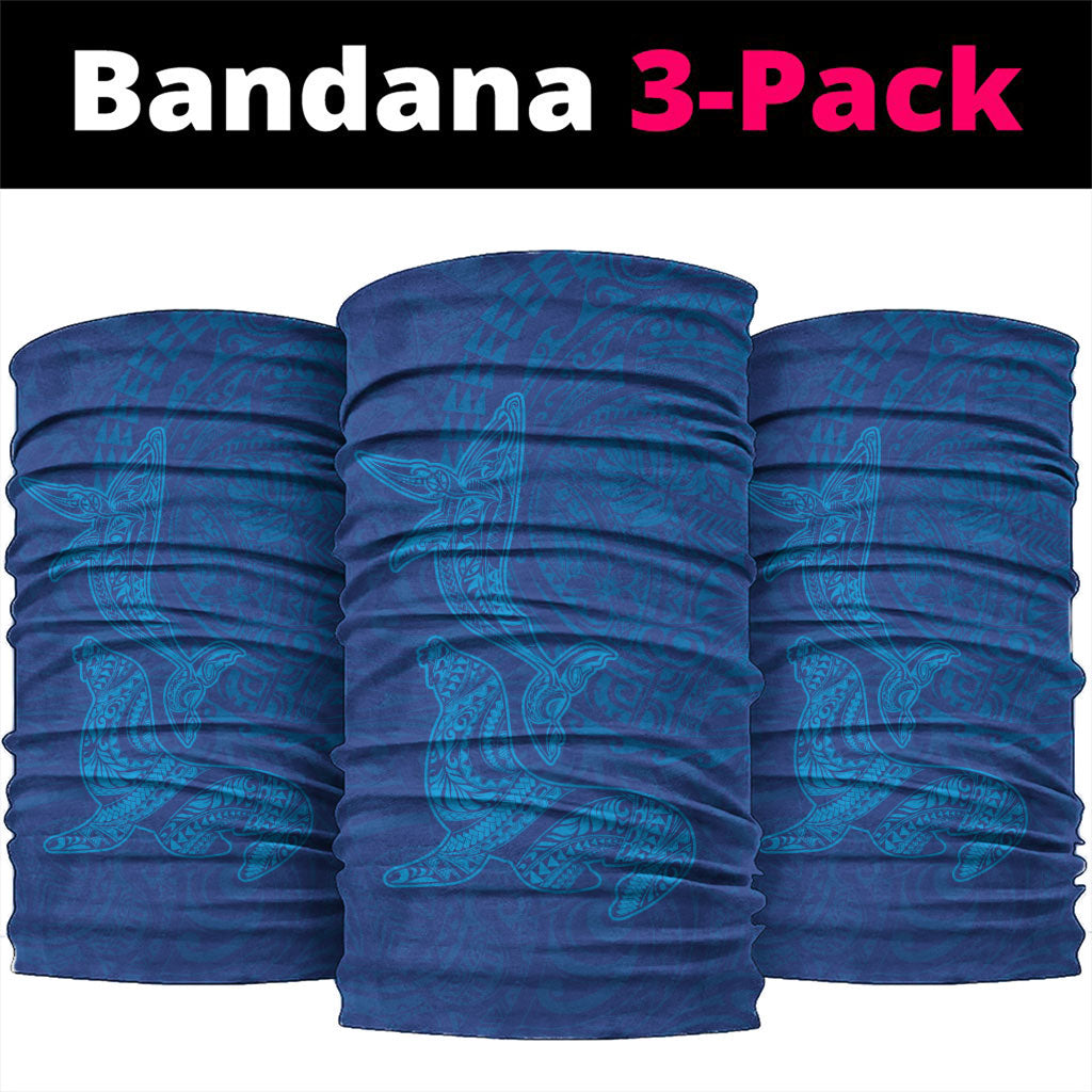 Hawaiian Monk Seal and Whale Neck Gaiter Kakau Tribal Pattern Blue Color