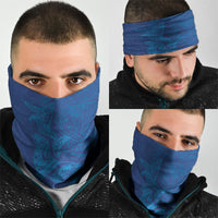 Hawaiian Monk Seal and Whale Neck Gaiter Kakau Tribal Pattern Blue Color