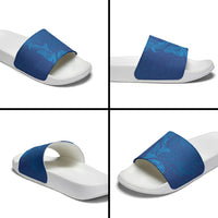 Hawaiian Monk Seal and Whale Slide Sandals Kakau Tribal Pattern Blue Color LT03 - Polynesian Pride