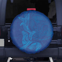 Hawaiian Monk Seal and Whale Spare Tire Cover Kakau Tribal Pattern Blue Color LT03 No hole Blue - Polynesian Pride