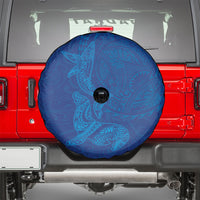 Hawaiian Monk Seal and Whale Spare Tire Cover Kakau Tribal Pattern Blue Color LT03 - Polynesian Pride