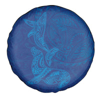 Hawaiian Monk Seal and Whale Spare Tire Cover Kakau Tribal Pattern Blue Color LT03 - Polynesian Pride
