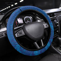 Hawaiian Monk Seal and Whale Steering Wheel Cover Kakau Tribal Pattern Blue Color LT03 Universal Fit Blue - Polynesian Pride