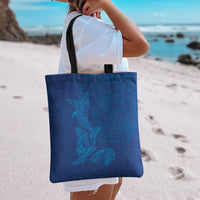 Hawaiian Monk Seal and Whale Tote Bag Kakau Tribal Pattern Blue Color