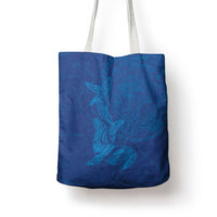 Hawaiian Monk Seal and Whale Tote Bag Kakau Tribal Pattern Blue Color