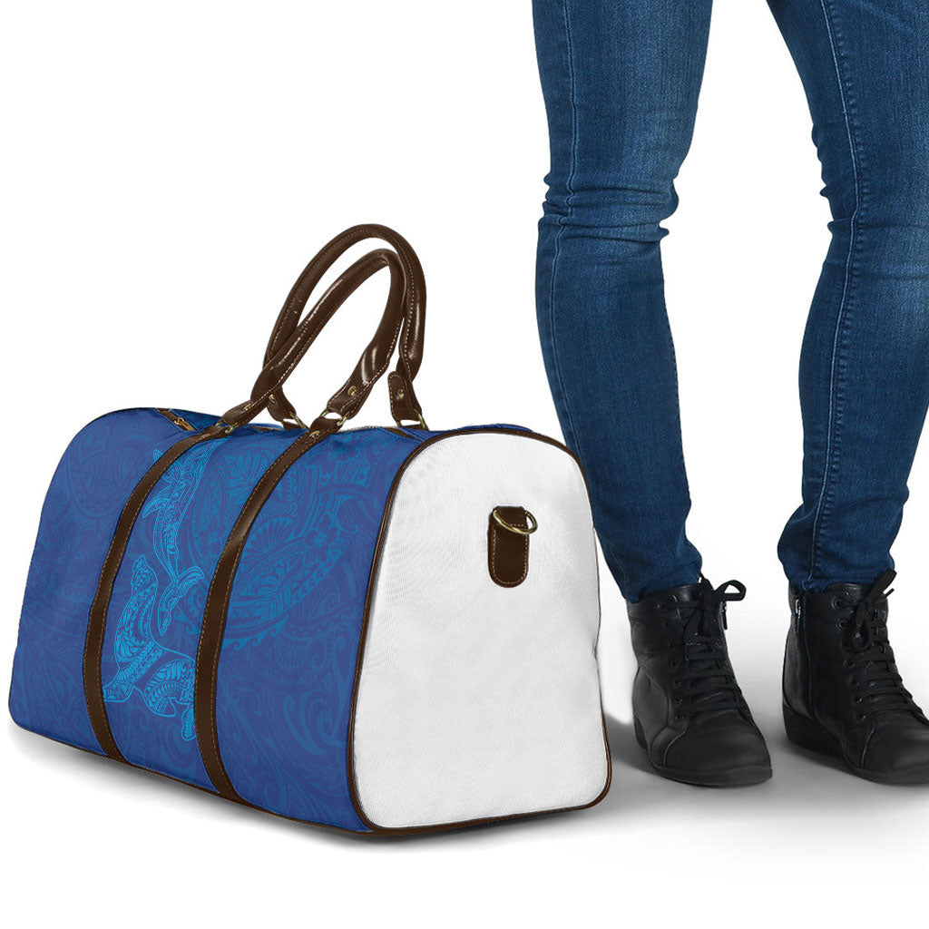 Hawaiian Monk Seal and Whale Travel Bag Kakau Tribal Pattern Blue Color LT03 - Polynesian Pride
