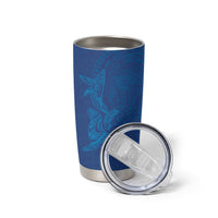 Hawaiian Monk Seal and Whale Tumbler Cup Kakau Tribal Pattern Blue Color LT03 - Polynesian Pride