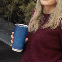 Hawaiian Monk Seal and Whale Tumbler Cup Kakau Tribal Pattern Blue Color LT03 - Polynesian Pride