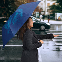 Hawaiian Monk Seal and Whale Umbrella Kakau Tribal Pattern Blue Color LT03 - Polynesian Pride