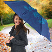 Hawaiian Monk Seal and Whale Umbrella Kakau Tribal Pattern Blue Color LT03 - Polynesian Pride