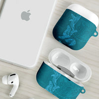 Hawaiian Monk Seal and Whale AirPods Case Kakau Tribal Pattern Teal Color LT03 - Polynesian Pride